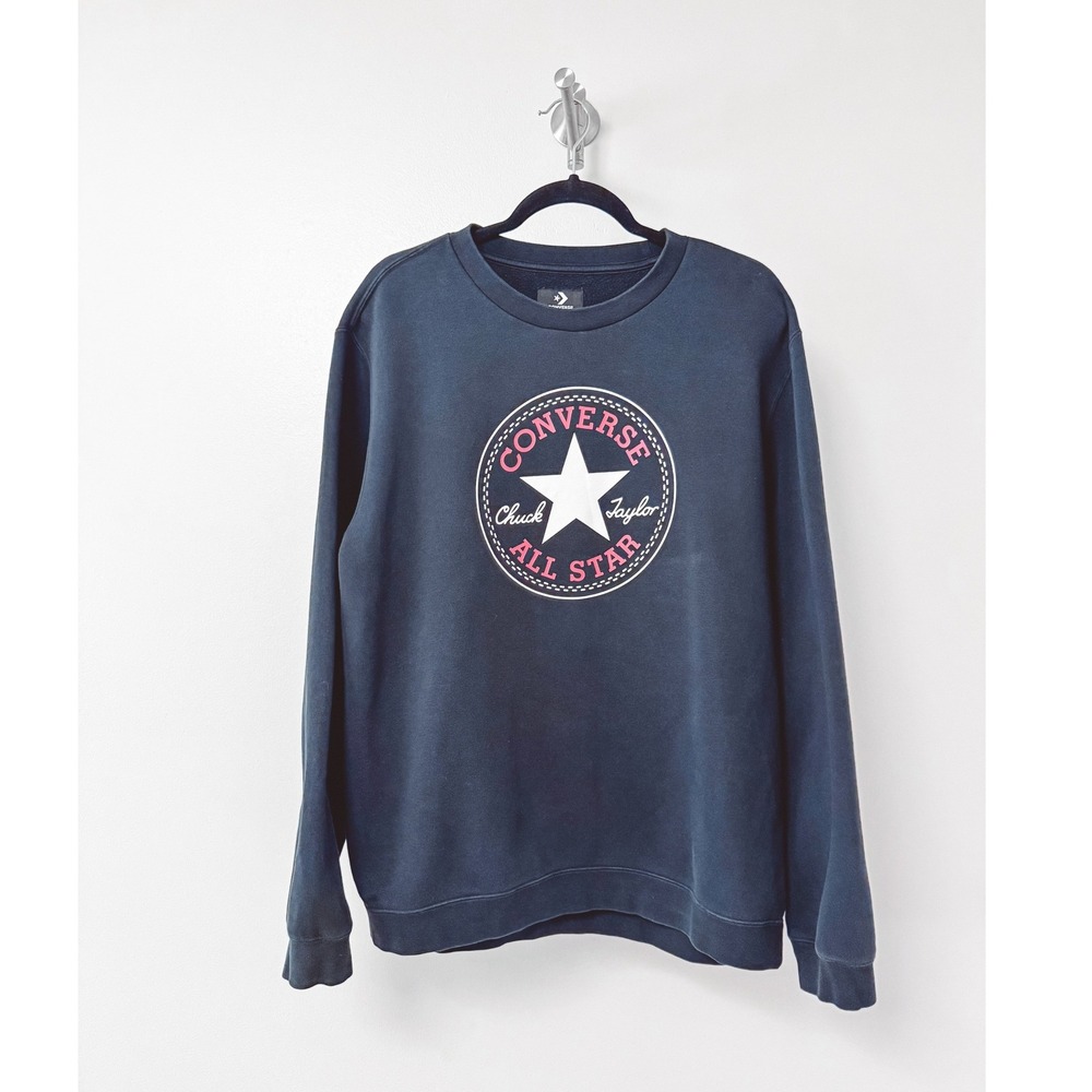 Converse All Star Graphic Crewneck Sweatshirt Black Pink XL 10025472-A01-001
